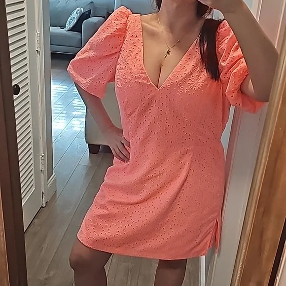 NWT Lilly Pulitzer Celestina V-Neck Romper Sunrise Coral Neon Sunburst E… - Picture 7 of 14